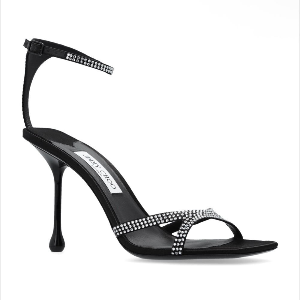 JIMMY CHOO Women's Ixia Embellished High Heel Sandals Rhinestone Black